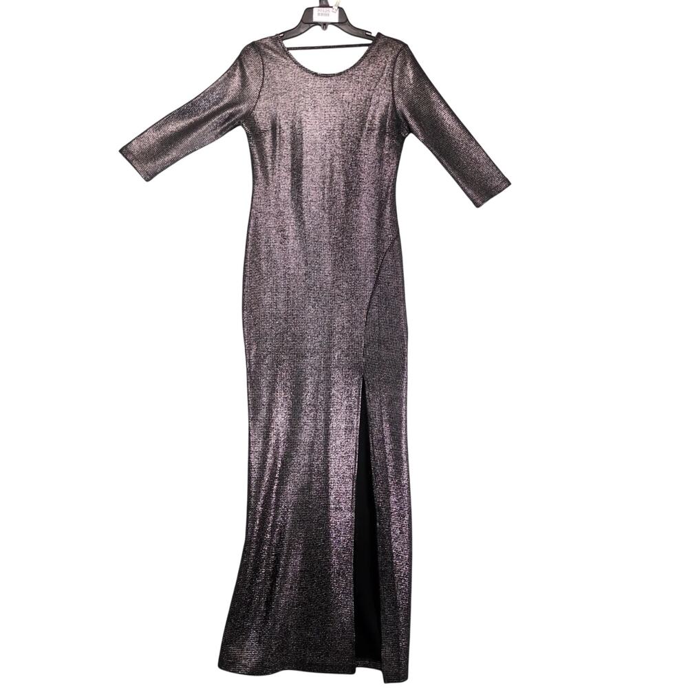 NWT Trixxi‎ Black Silver Metallic Knit Evening Sheath Dress Sz M Sparkle & Shine